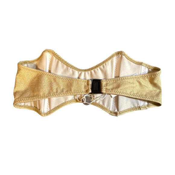 Lisa Marie Fernandez Gold Metallic Bandeau Bikini Set - Size 1Top Size 0 Bottoms - Picture 2 of 8